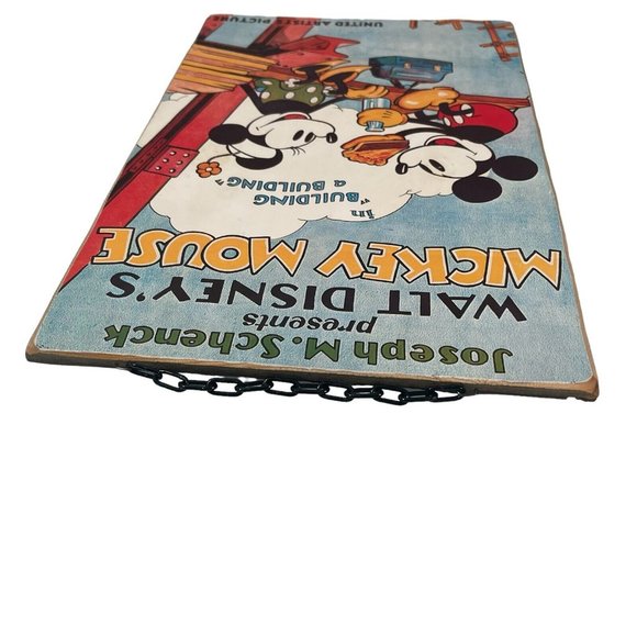 Vintage Walt Disney Mickey Mouse Building a Building Movie Poster Wood Plaque - Picture 4 of 10